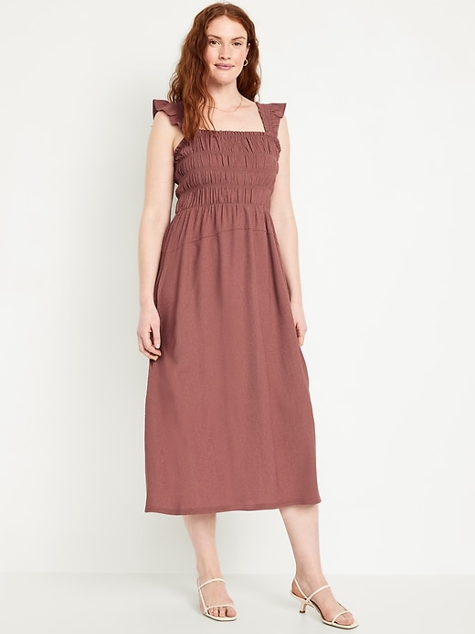 Image number 3 showing, Fit & Flare Lightweight Smocked Midi Dress