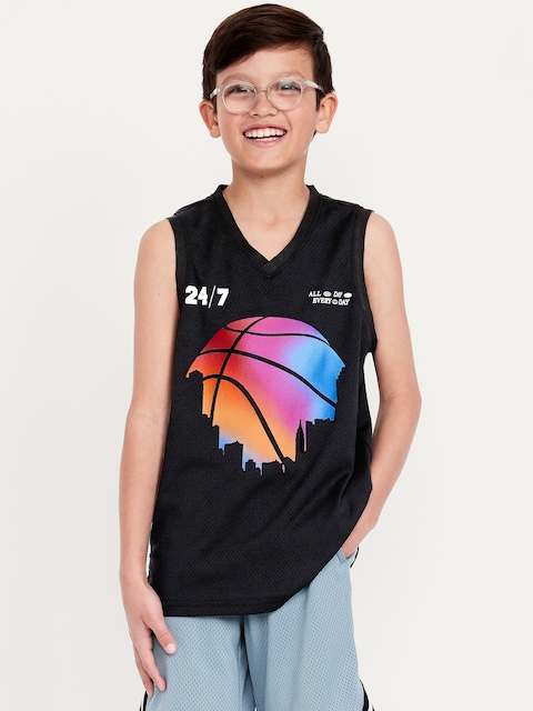 Mesh Graphic Tank Top for Boys - Blackjack