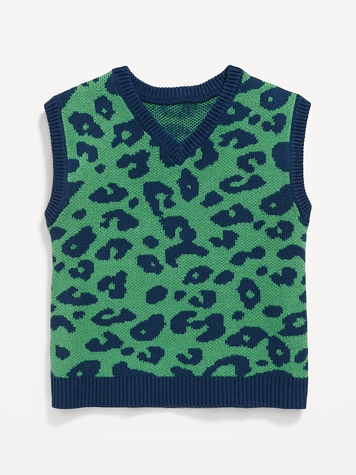 Image number 1 showing, Printed Oversized Sweater Vest for Toddler Boys