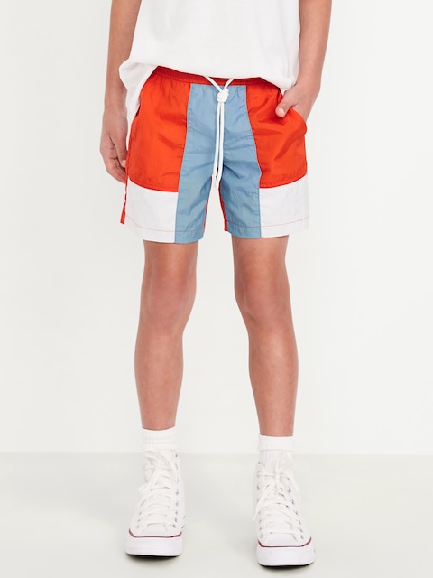 Water-Resistant Windbreaker Shorts for Boys - Molten Magma