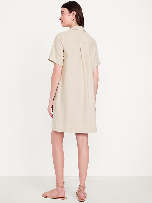 Image number 2 showing, Linen-Blend Mini Shirt Dress