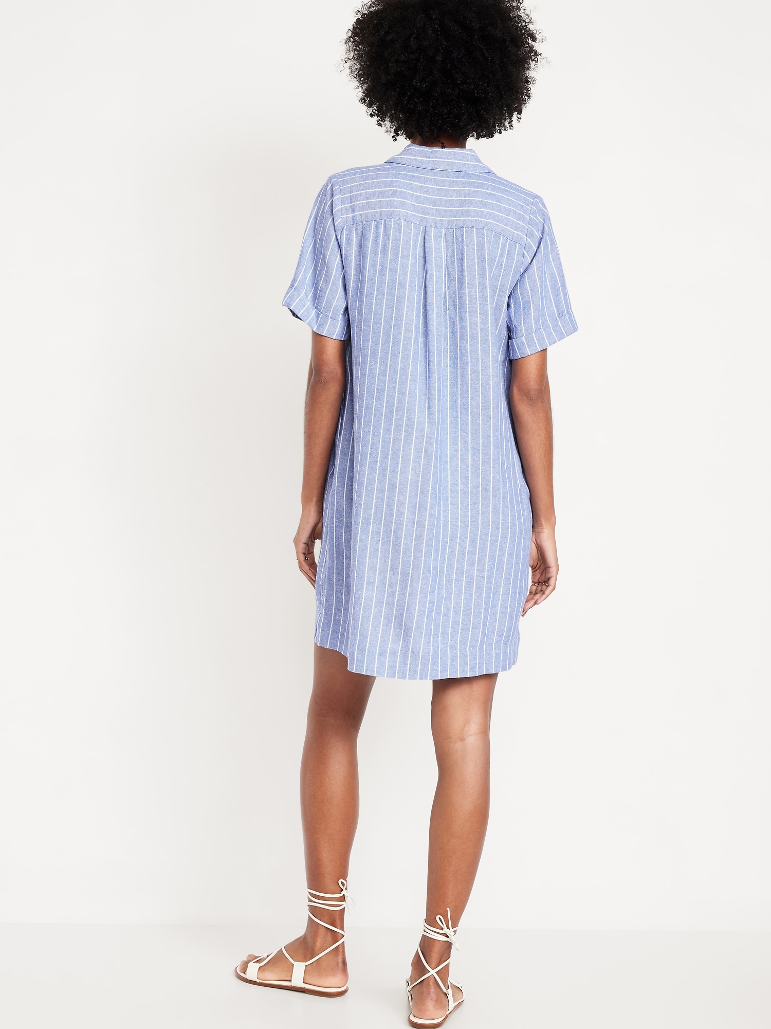 Linen-Blend Mini Shirt Dress