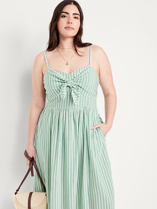 Image number 3 showing, Fit & Flare Tie-Front Seersucker Midi Dress