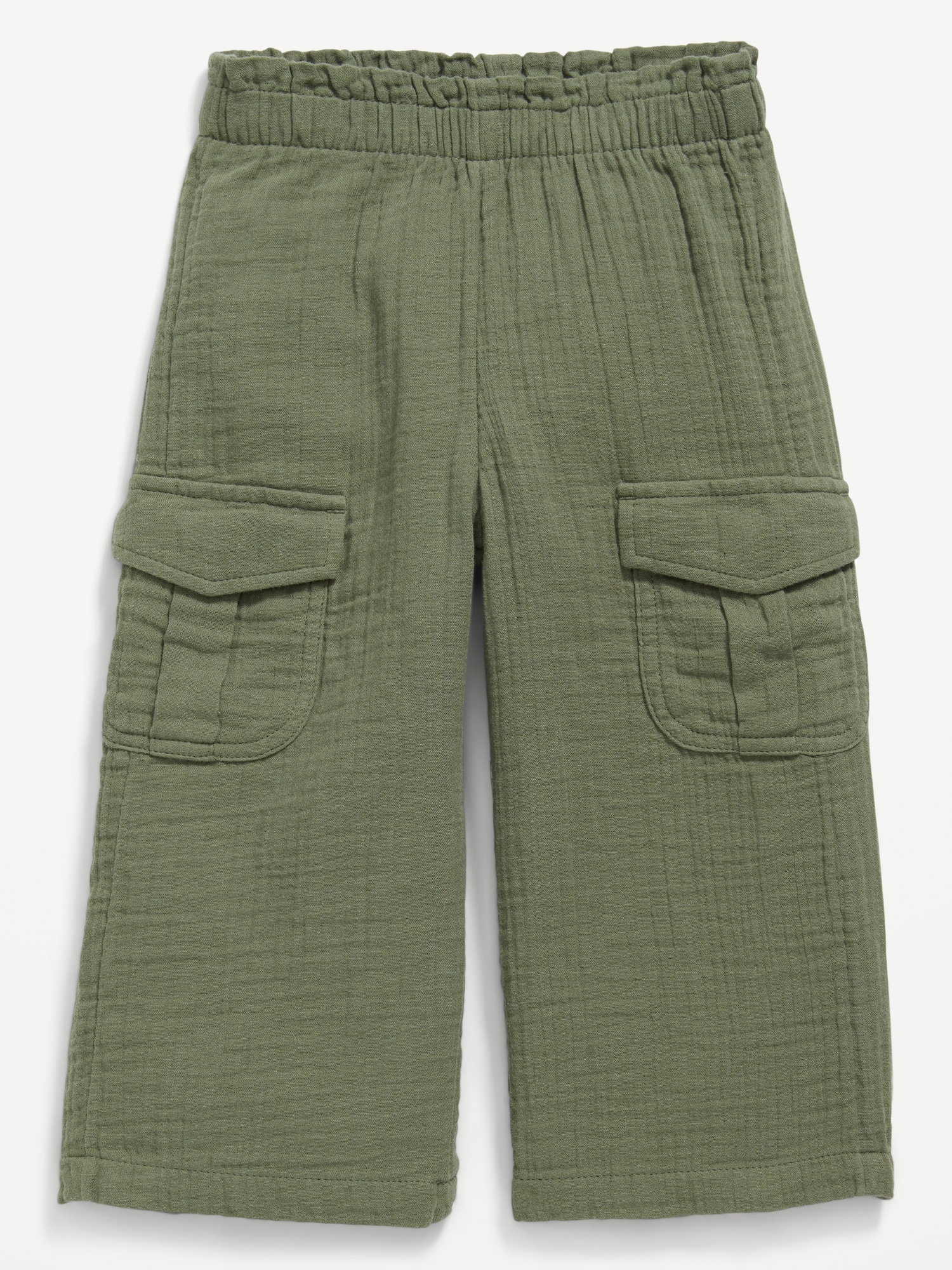 Double-Weave Wide-Leg Cargo Pants for Toddler Girls