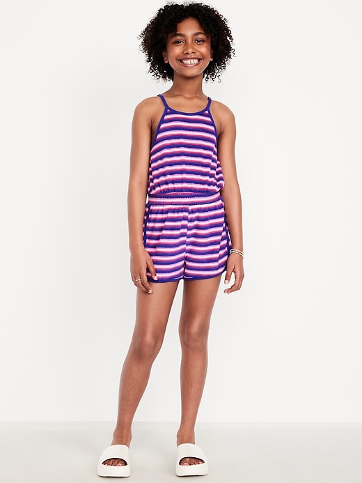 Image number 1 showing, Waist-Defined Terry Romper for Girls
