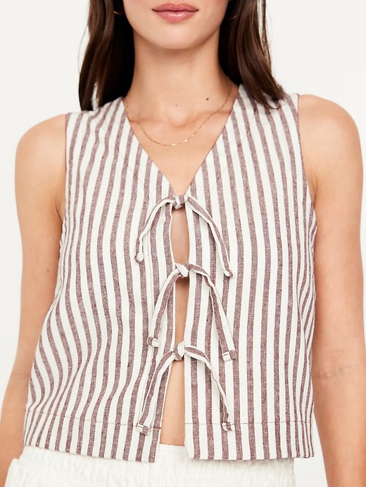 Image number 4 showing, Linen-Blend Tie-Front Vest