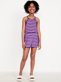 Image number 1 showing, Waist-Defined Terry Romper for Girls