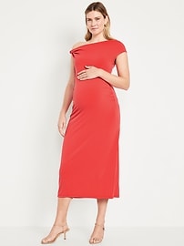 Image number 1 showing, The Occasion by Old Navy Maternity Asymmetrical Shoulder Maxi Dress