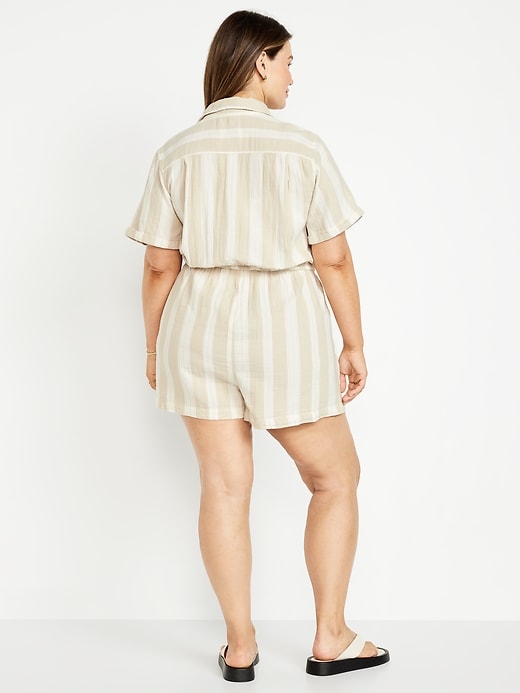 Image number 7 showing, Crinkle Gauze Button-Down Romper