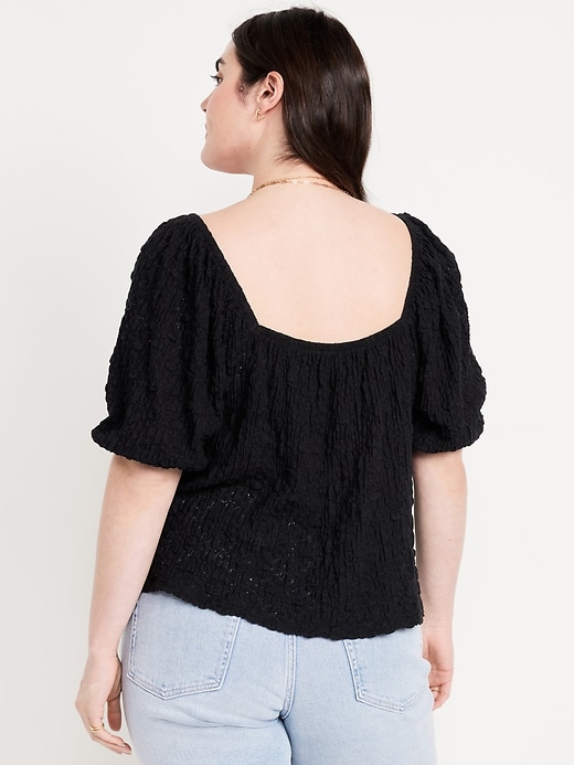 Image number 6 showing, Puff-Sleeve Lace Top