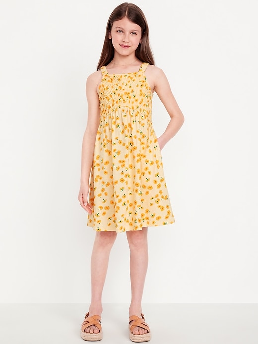 Image number 1 showing, Fit & Flare Sleeveless Smocked Dress for Girls