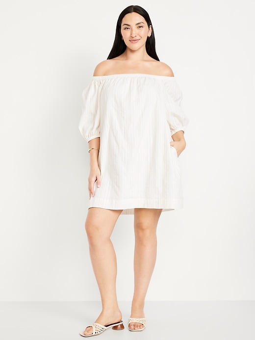 Image number 5 showing, Textured-Dobby Mini Swing Dress