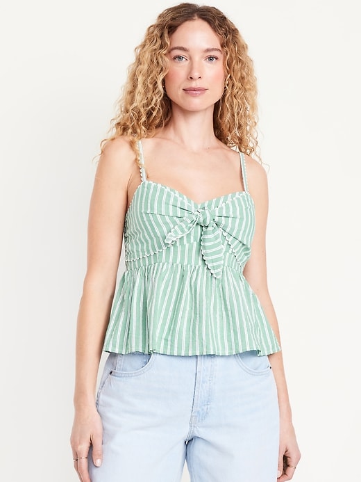 Image number 1 showing, Fit & Flare Seersucker Peplum Top
