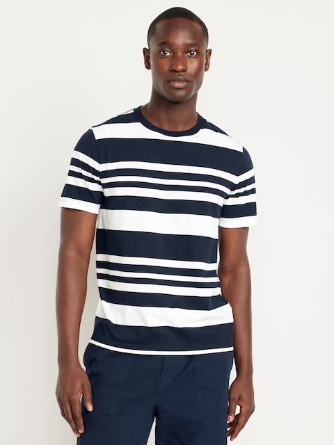 Crew-Neck Striped T-Shirt - White/Navy