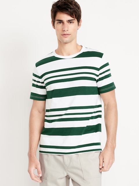 Crew-Neck Striped T-Shirt - White/Green