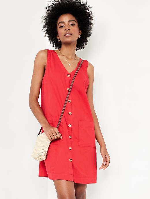 Image number 3 showing, Sleeveless Button-Front Mini Dress