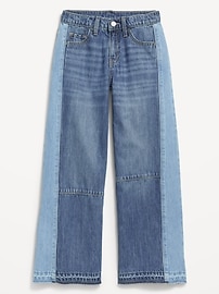 Image number 4 showing, Super Baggy Two-Tone Wide-Leg Jeans for Girls