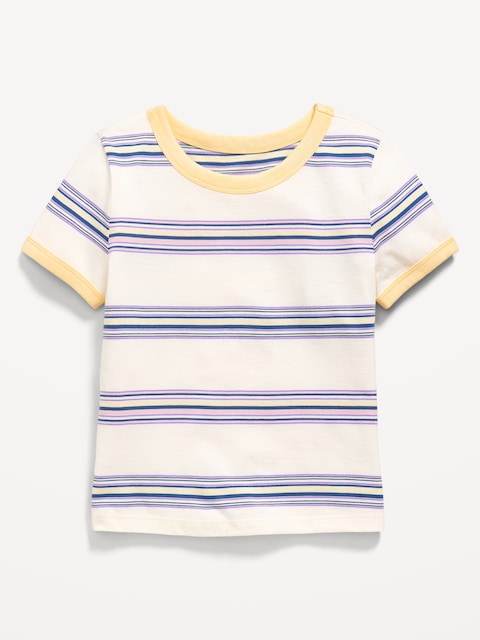 Fitted Short-Sleeve Printed Ringer T-Shirt for Girls - Creme De La Creme