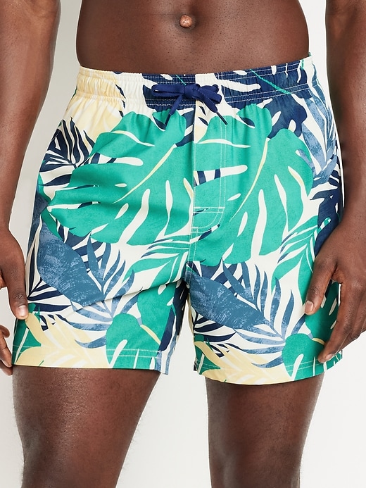 Image number 1 showing, Printed Swim Trunks -- 5-inch inseam