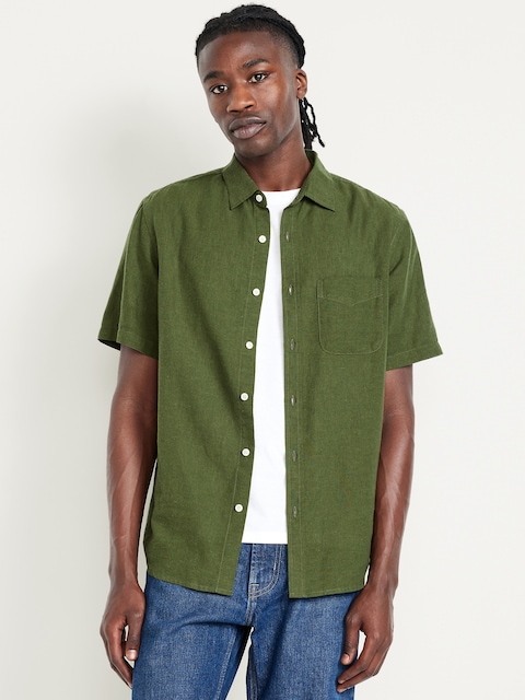 Classic Fit Everyday Linen-Blend Shirt - Matcha Green