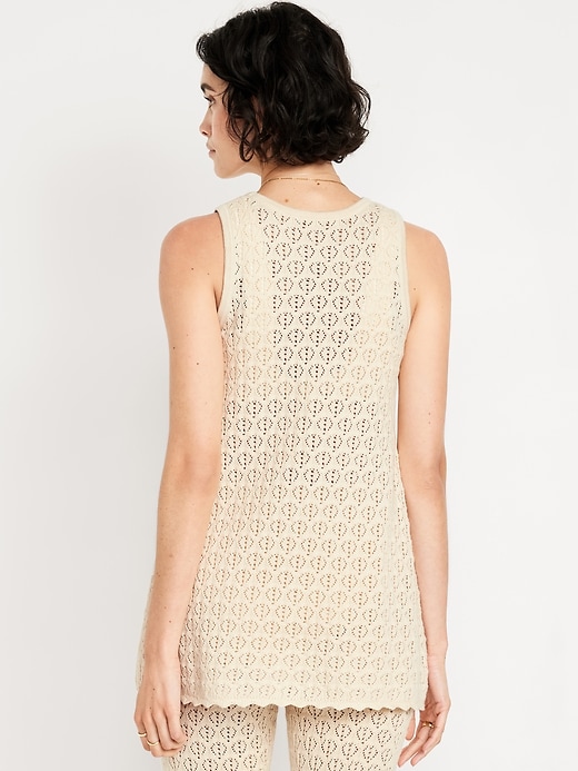 Image number 2 showing, Sleeveless Crochet Tunic Sweater