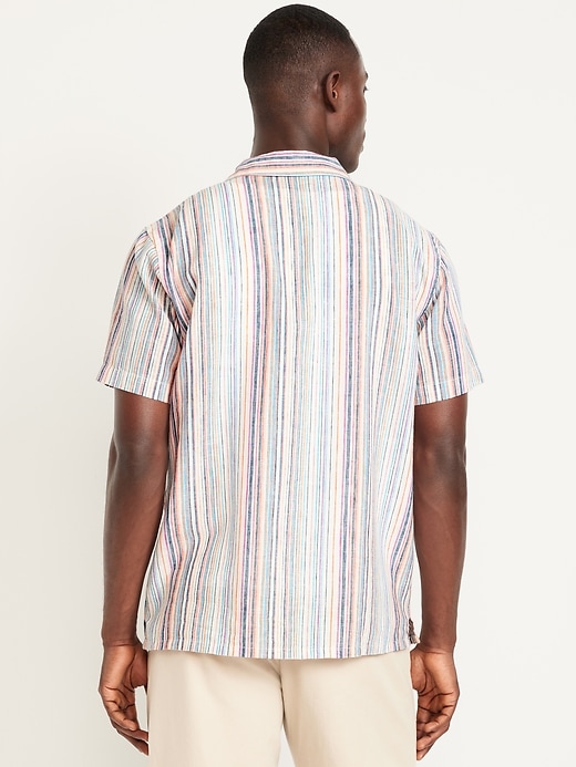 Image number 2 showing, Short-Sleeve Linen-Blend Striped Camp Shirt