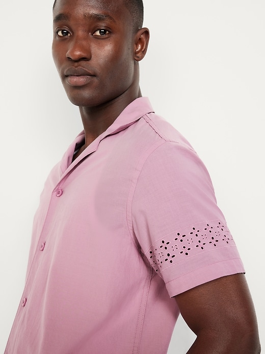 Image number 3 showing, Short-Sleeve Eyelet Camp Shirt