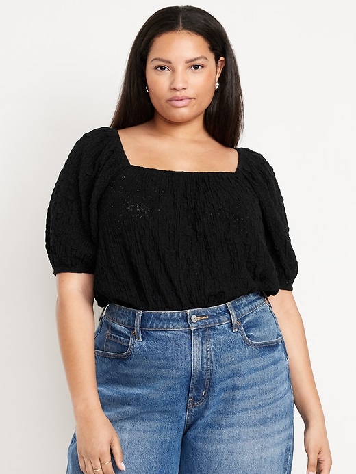 Image number 7 showing, Puff-Sleeve Lace Top
