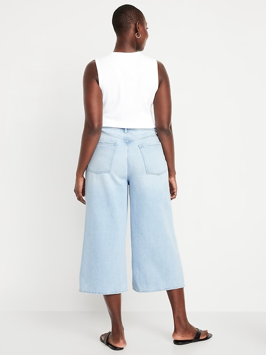 Image number 6 showing, High-Waisted Baggy Wide-Leg Culotte Jeans