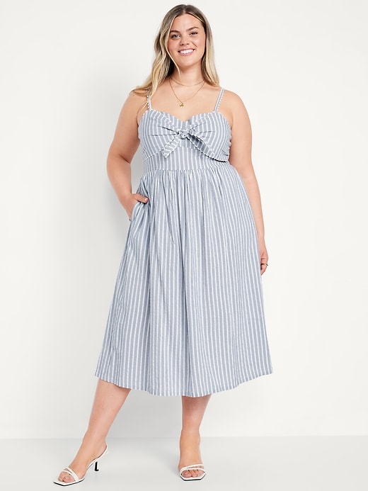 Image number 7 showing, Fit & Flare Tie-Front Seersucker Midi Dress
