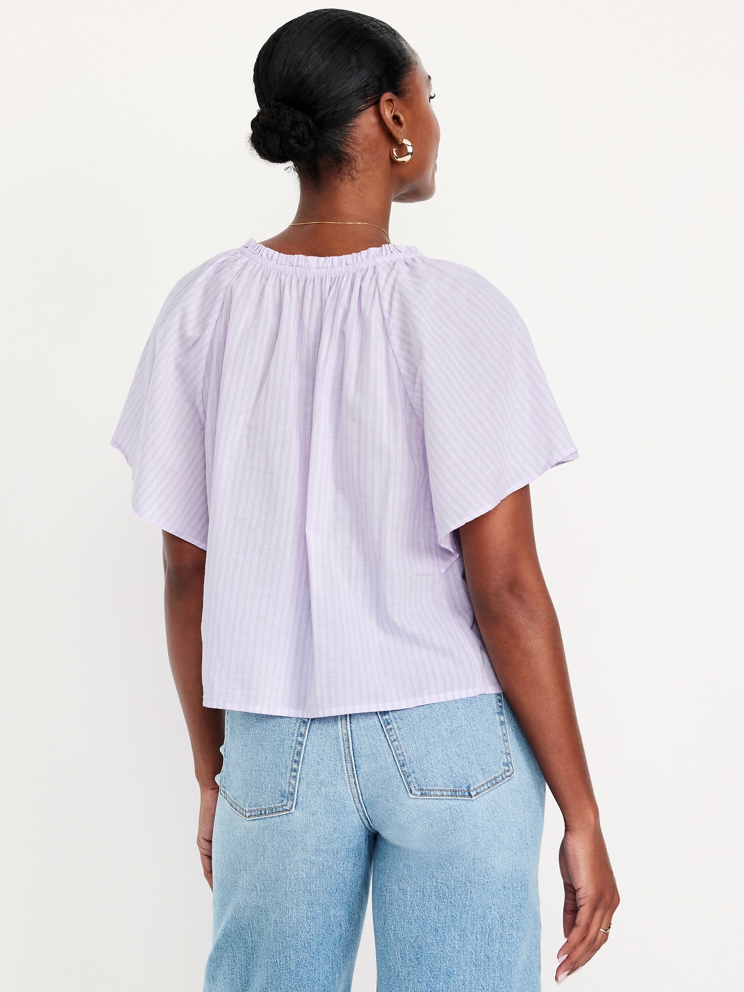Flutter-Sleeve Tassel-Tie Top