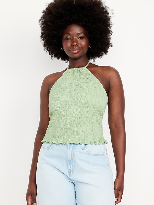 Image number 5 showing, Sleeveless Smocked Crop Top