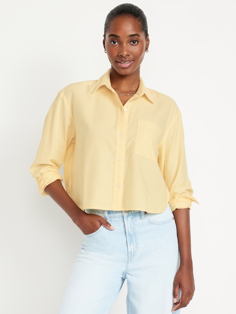 Cropped Button-Down Oxford Shirt - Sweet Butter