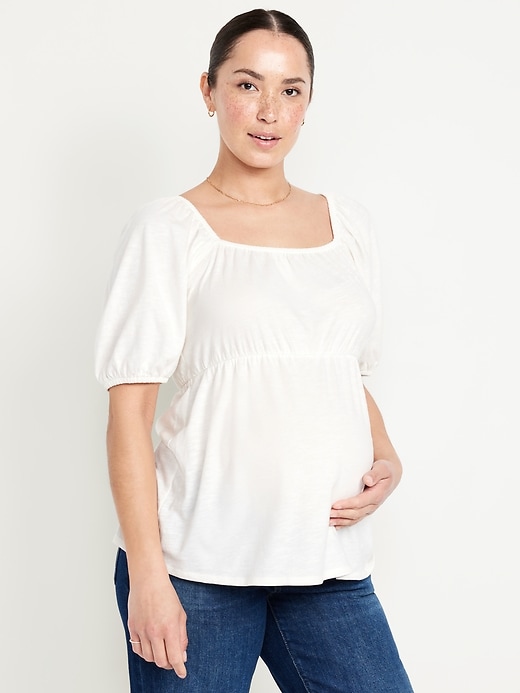 Image number 1 showing, Maternity Puff Sleeve Top