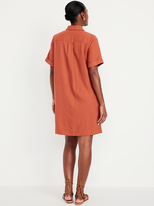 Image number 2 showing, Linen-Blend Shirt Dress