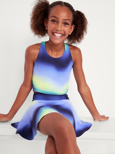 PowerSoft Longline Sports Bra for Girls - Tie Dye Cool