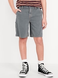 Image number 1 showing, Knee Length Baggy Carpenter Jean Shorts for Boys