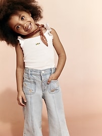 Image number 2 showing, Fitted Embroidered Ruffle-Trim Cami Top for Toddler Girls