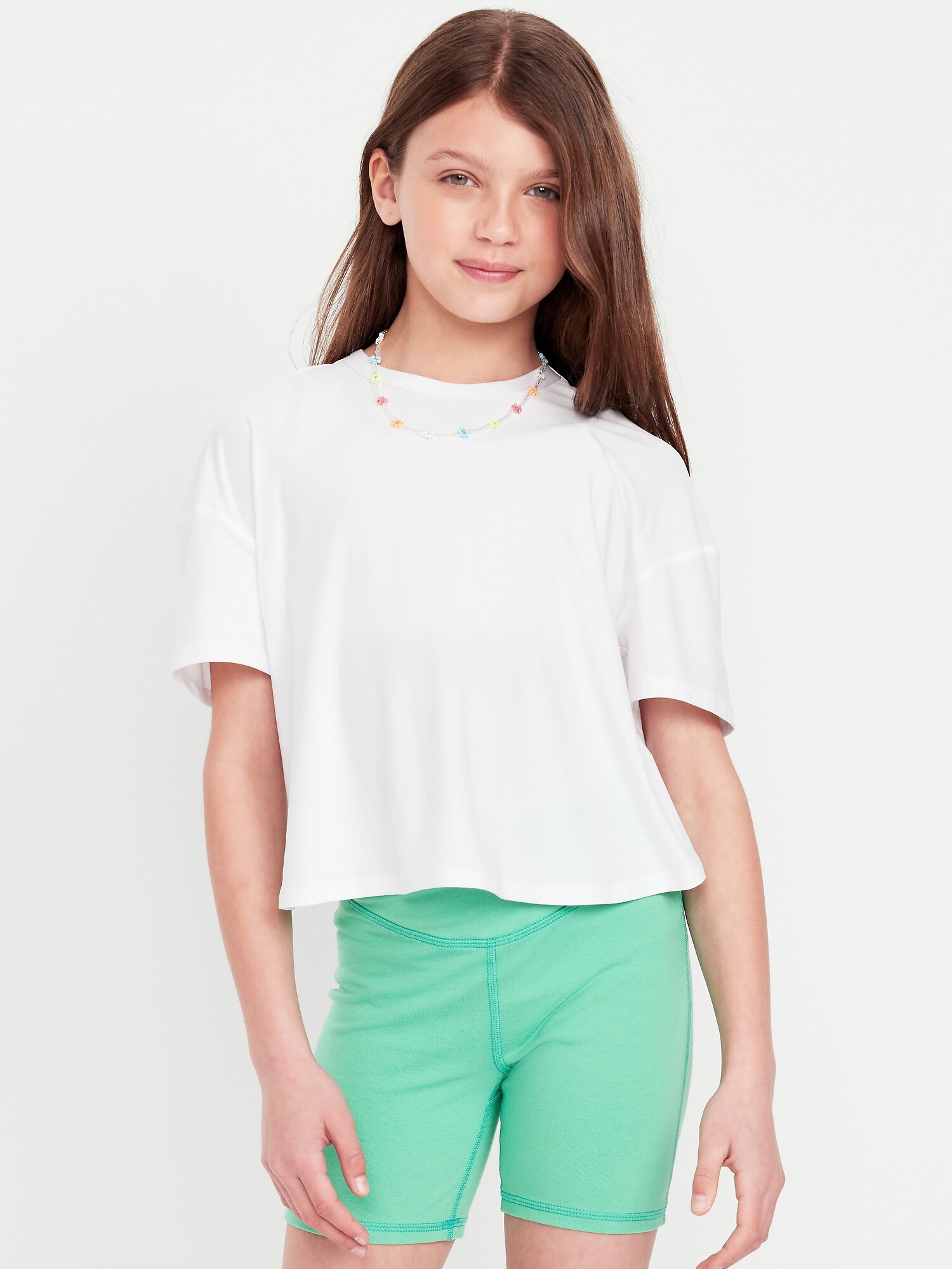 Футболка Old Navy CloudMotion Cropped Performance T-Shirt для девочек, цвет: Белый — фото 3