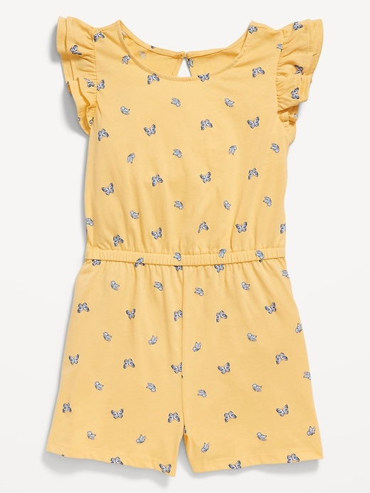 Image number 3 showing, Printed Flutter-Sleeve Romper for Girls