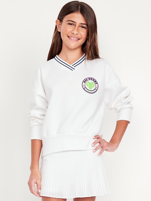 Image number 3 showing, Dynamic Fleece V-Neck Graphic Sweatshirt for Girls