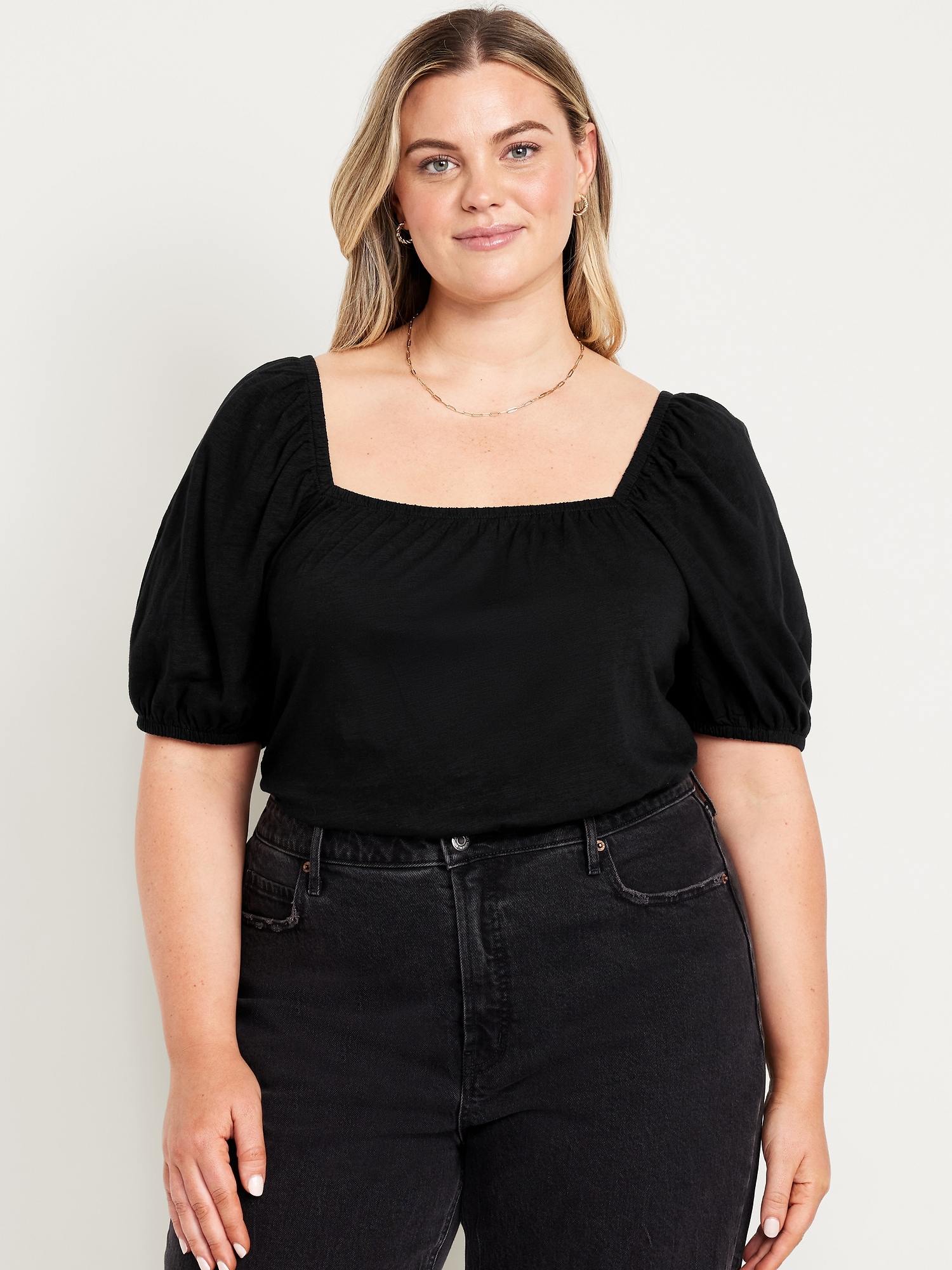 Square-Neck Puff-Sleeve Top | Old Navy