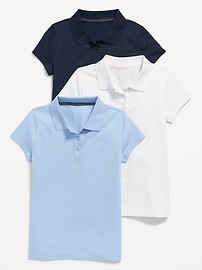 Image number 1 showing, School Uniform Jersey-Knit Polo Shirt 3-Pack for Girls