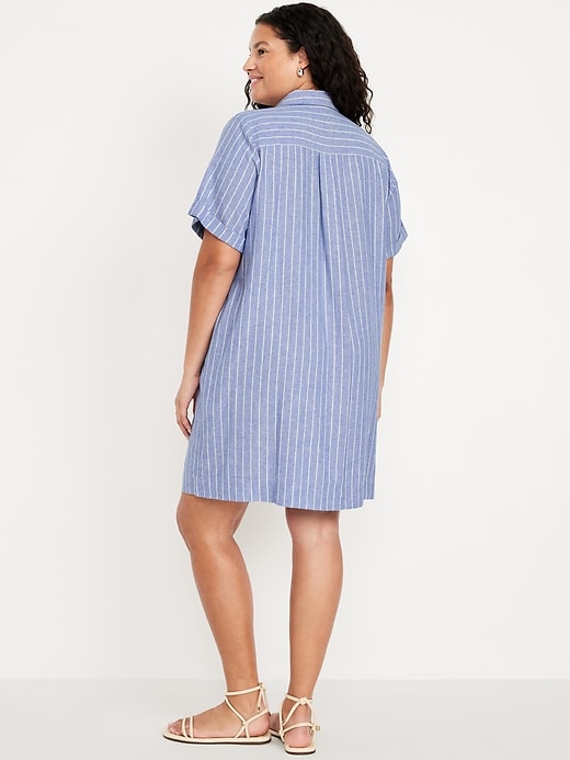 Image number 8 showing, Linen-Blend Mini Shirt Dress