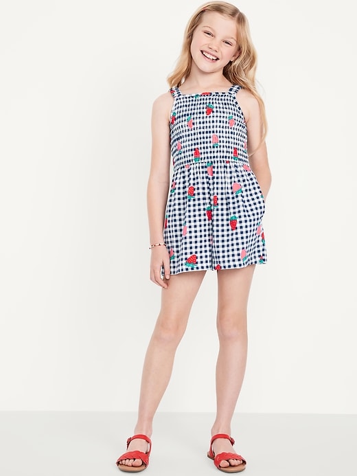 Image number 1 showing, Sleeveless Smocked Romper for Girls