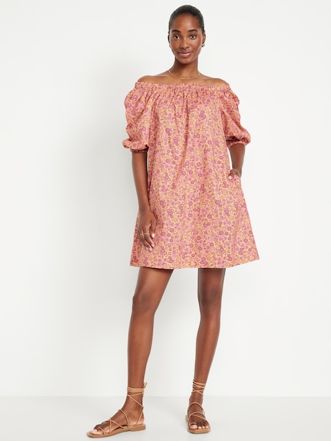 Floral Mini Swing Dress - Pink Floral