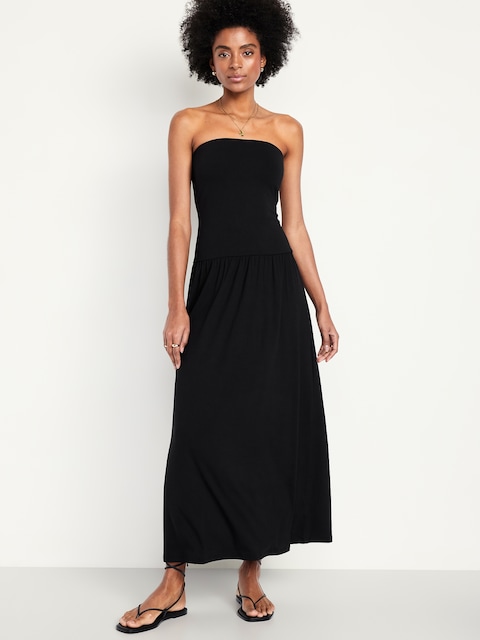 Fit & Flare Drop-Waist Maxi Dress - Black Jack