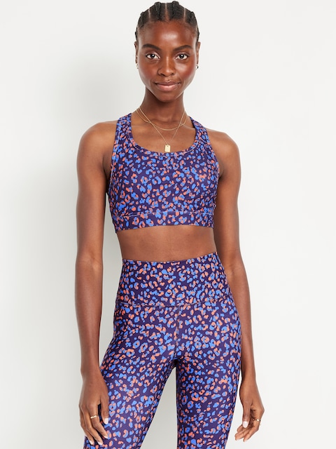 Medium Support PowerSoft Racerback Sports Bra - Purple Cheetah
