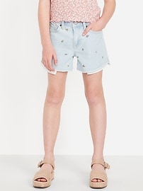 Image number 1 showing, High-Waisted Embroidered Frayed-Hem Jean Shorts for Girls