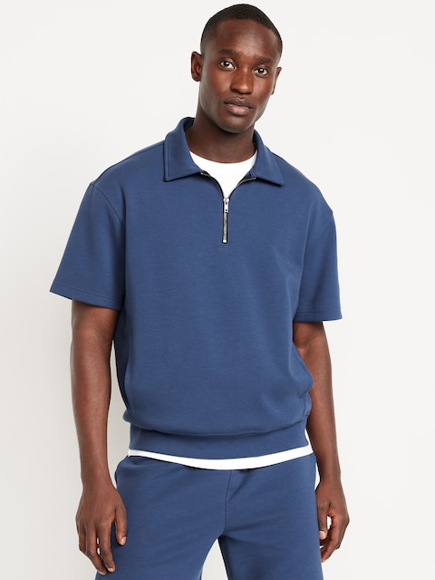 Dynamic Fleece Quarter-Zip Polo - Pacific Blue